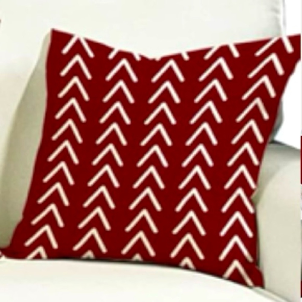 CHEVRONS Pillow Cover Cream and Burgundy Geometric Design 18 x 18 inches